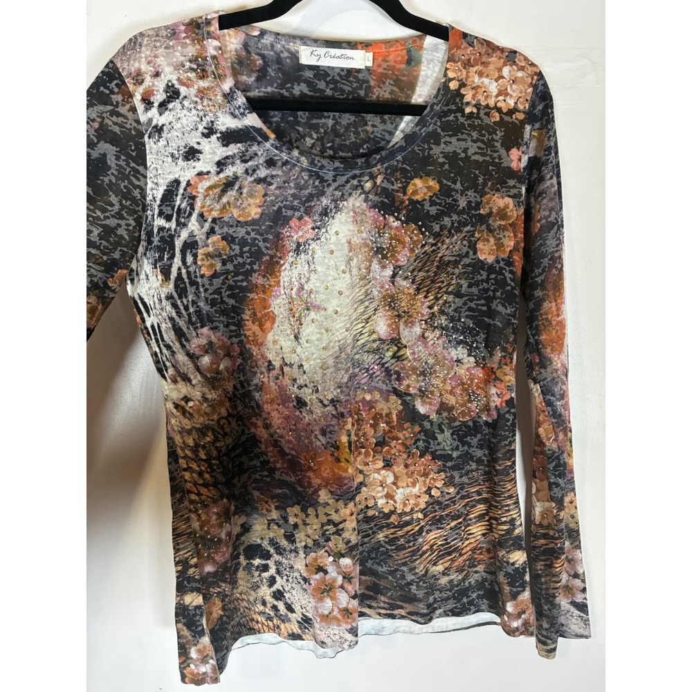 Large Y2K Abstract Floral Animal Print Rhinestone Top Fairy Grunge Vintage